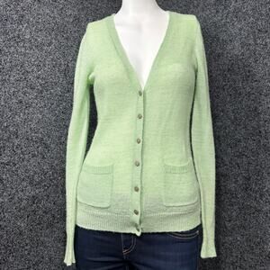 J.Crew Soft Lightweight Alpaca Wool Blend Pistachio Green Cardigan XS Minimalist